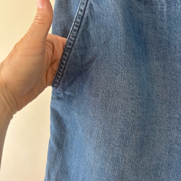 Splendid Chambray Jean Shorts High Rise Size Medium Elastic Waist 100% Tencel - Picture 4 of 8